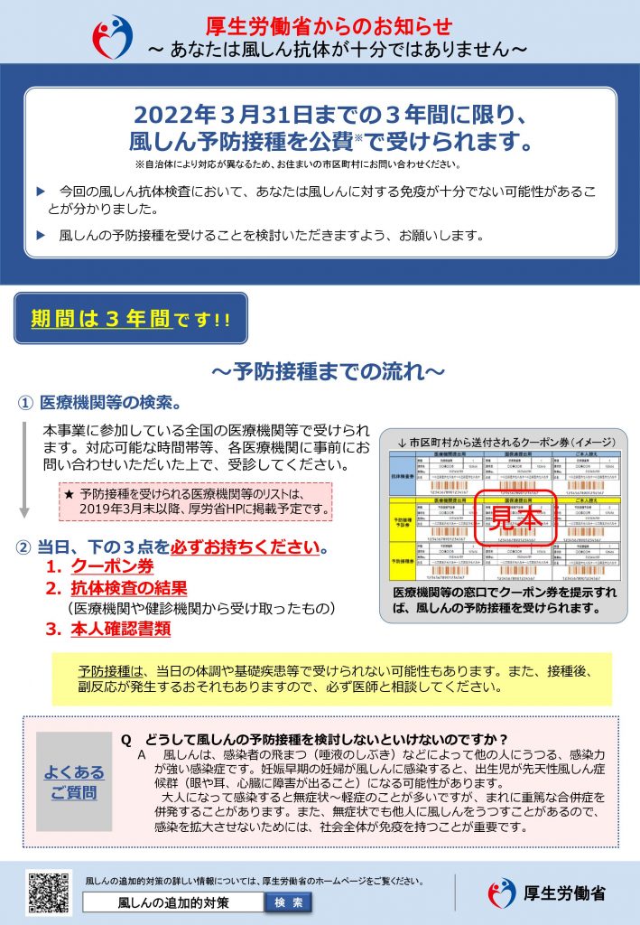 風しん抗体検査と予防接種 | 三好病院